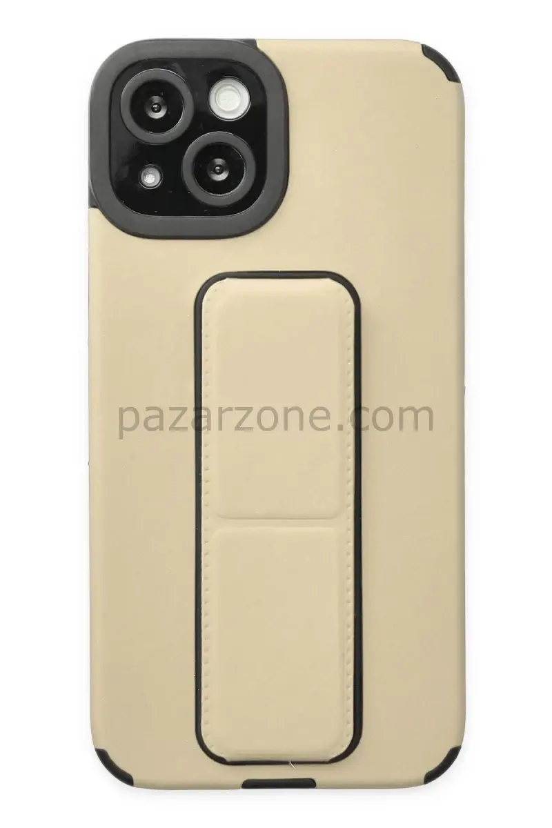 Newface Apple iPhone 14 Plus Kılıf Mega Standlı Silikon - Gold