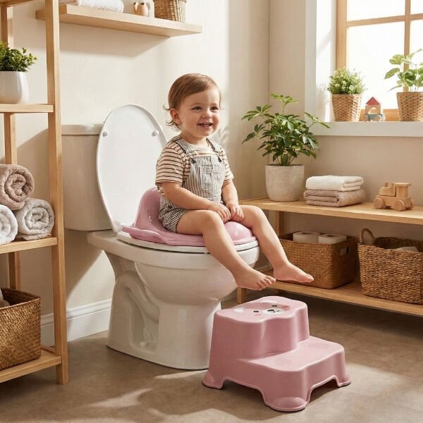 Pembe Kulplu Çocuk Klozet Adaptörü