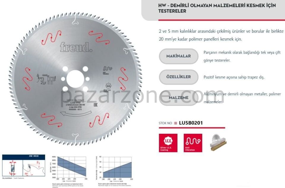 Freud LU5B 0201 250X30X2,8 mm Alümimyum Testere 60 Diş