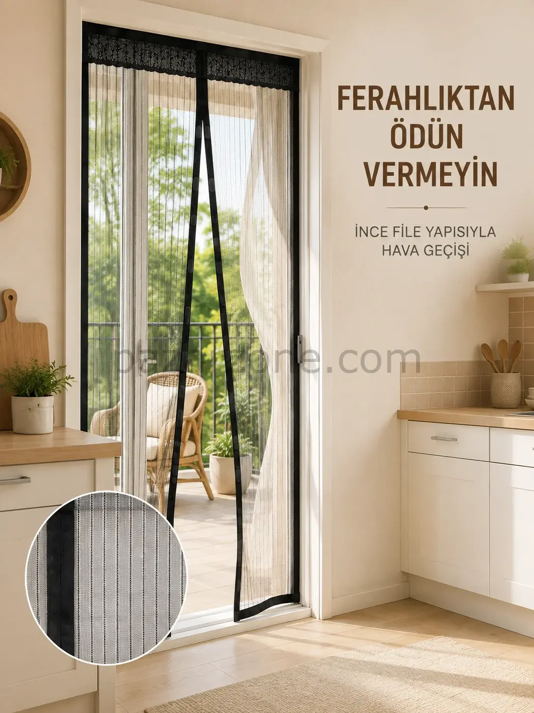 Siyah Mıknatıslı Kapı Sinekliği Sinek ve Böceklere Karşı Koruyucu File