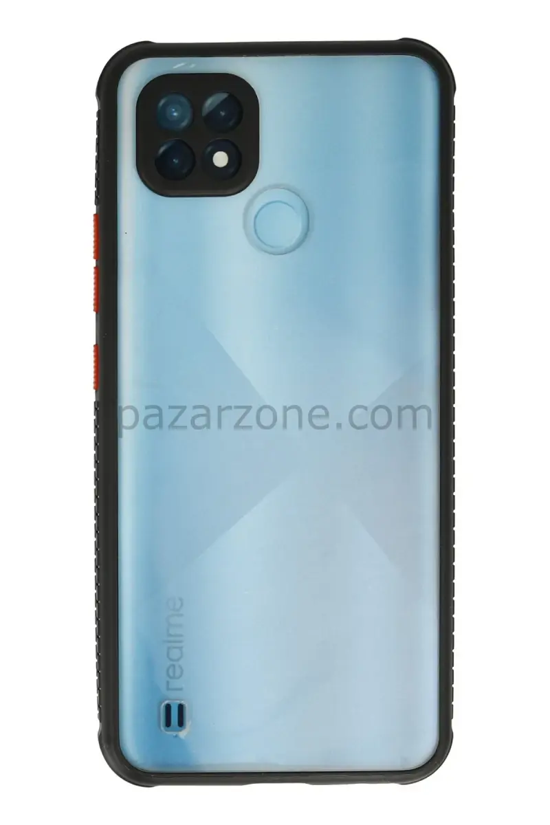 Newface Realme C21 Kılıf Miami Şeffaf Silikon - Siyah