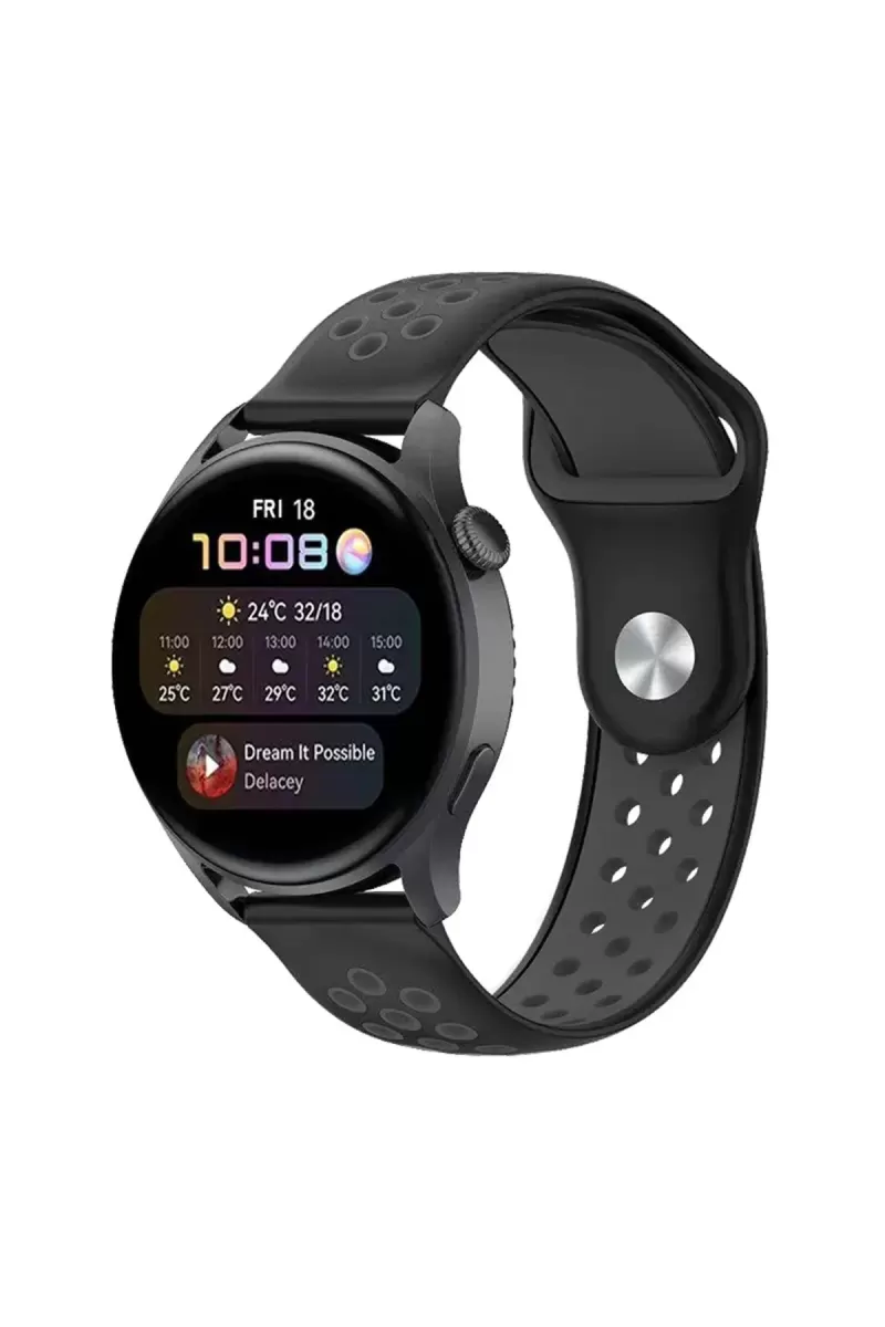 Newface Watch 20mm Spor Delikli Kordon - Siyah-Füme