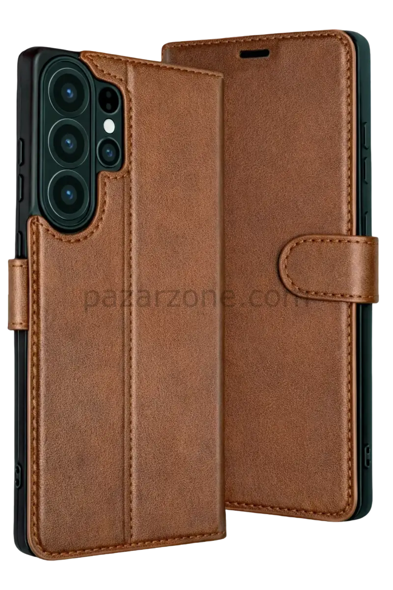 Newface Samsung Galaxy S26 Ultra Trend S Plus Kapaklı Kılıf - Taba
