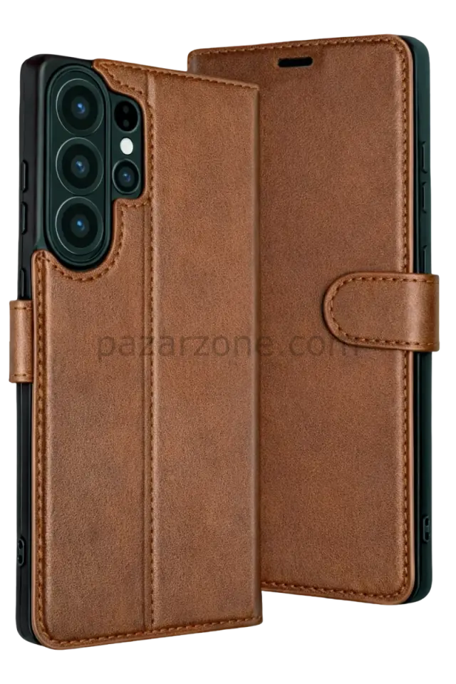 Newface Samsung Galaxy S26 Ultra Trend S Plus Kapaklı Kılıf - Taba