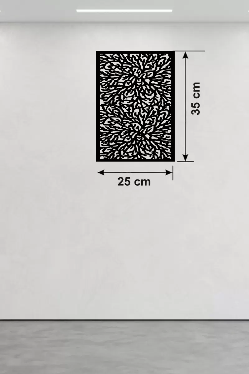 Soyut Mercan ve Hücre Dokulu Ahşap Duvar Tablosu - 25x35 cm Lazer Kesim Dekoratif Pano