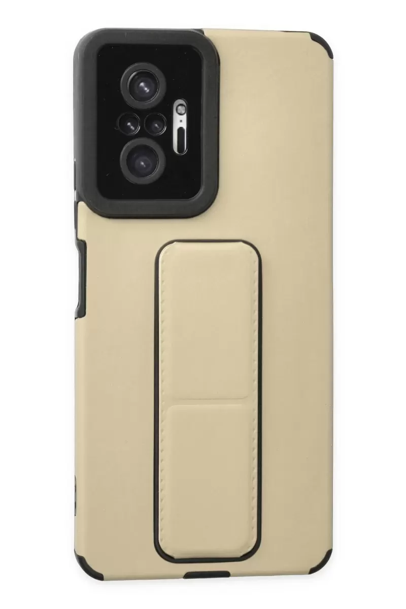 Newface Xiaomi Redmi Note 10 Pro Kılıf Mega Standlı Silikon - Gold