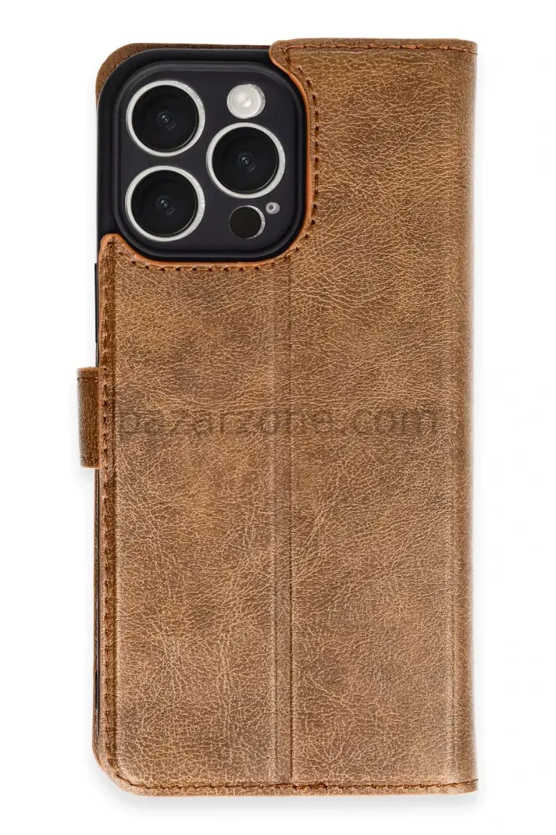 Newface Apple iPhone 16 Pro Max Kılıf Trend S Plus Kapaklı Kılıf - Taba