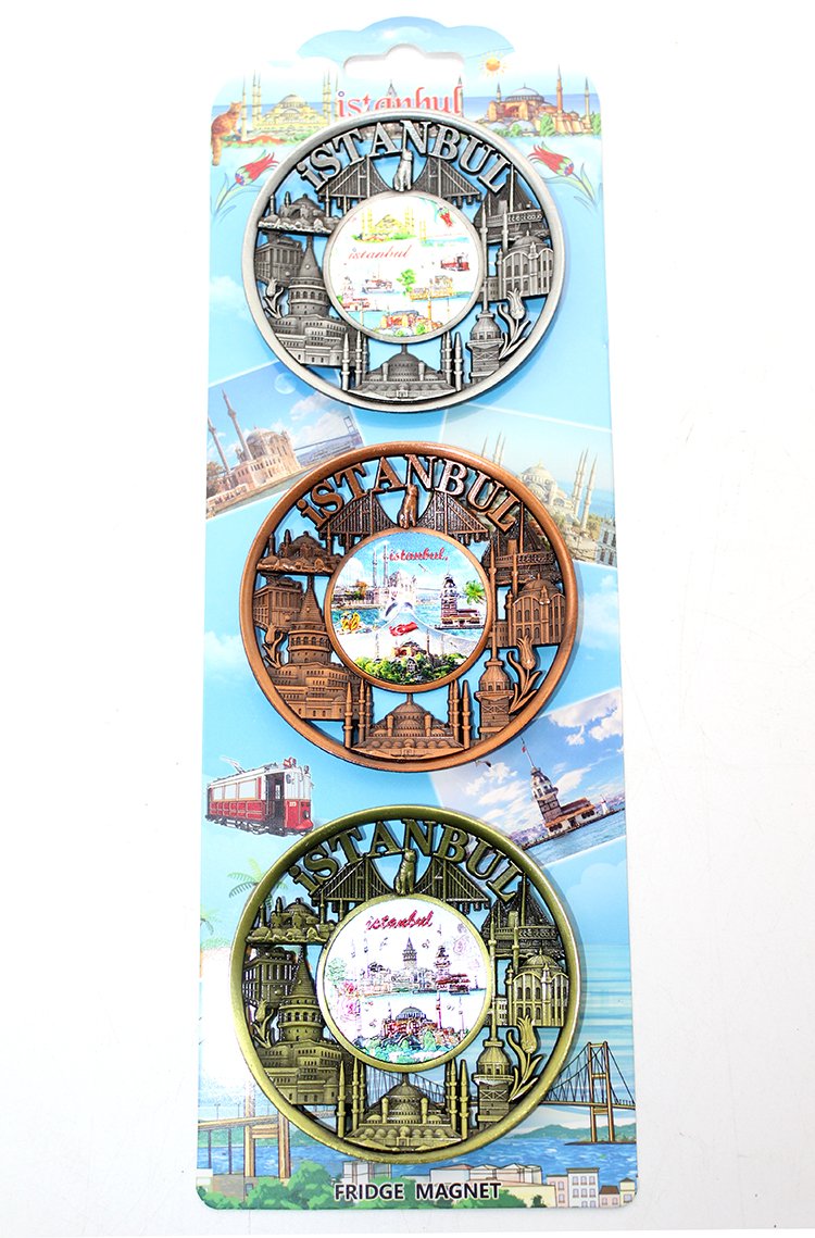 İstanbul Temalı Metal Magnet 3'lü Set Model 2
