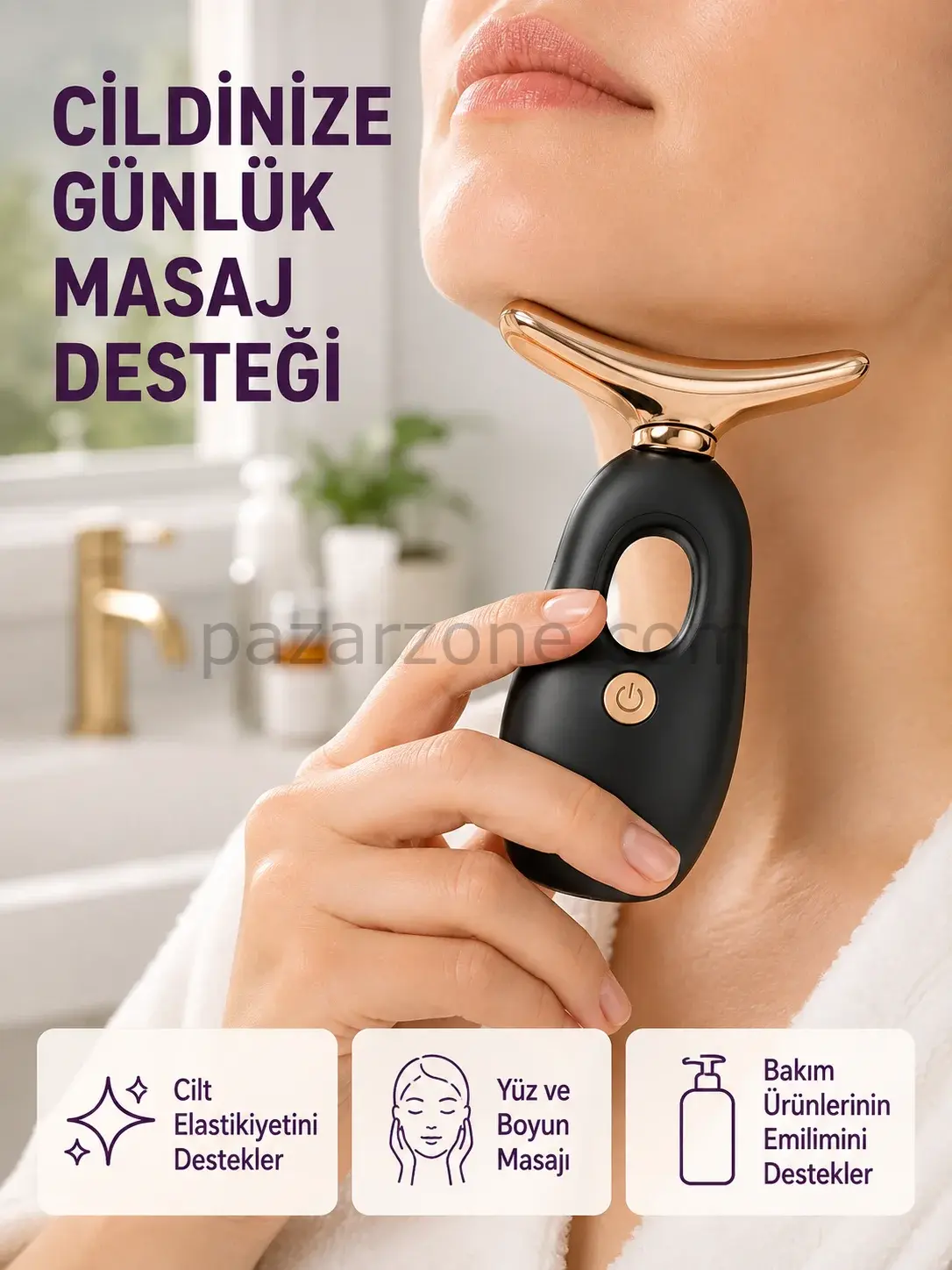 Yüz ve Göz Altı Masaj Cihazı – Kırışıklık Karşıtı & Nemlendirici Etki Destekli
