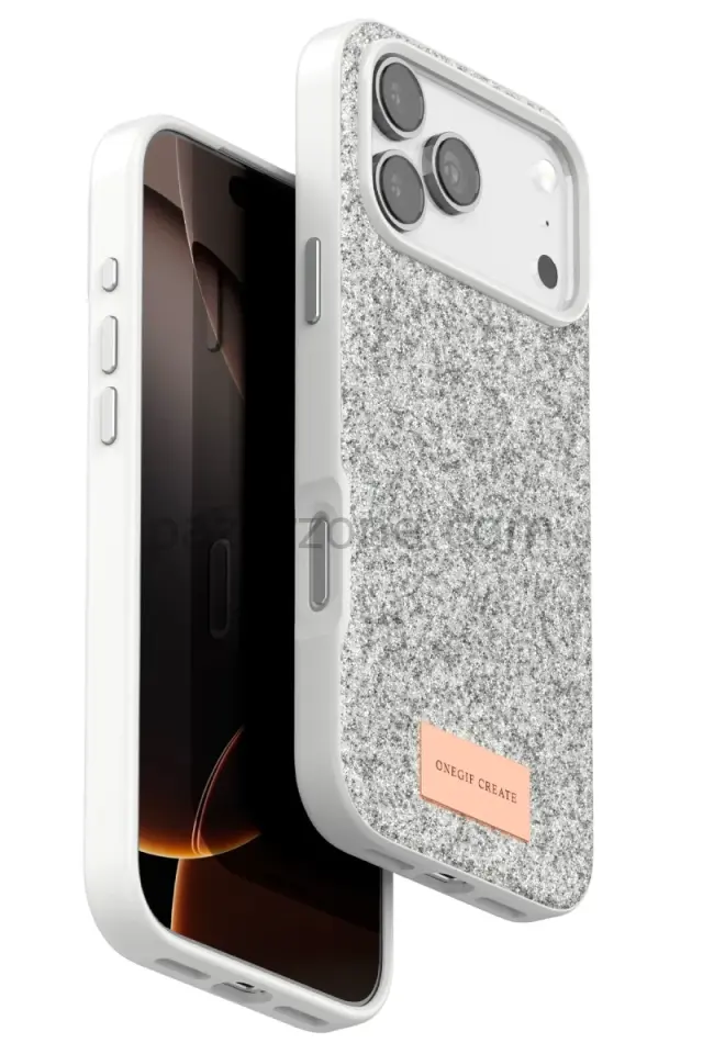 Onegif Apple iPhone 17 Pro Bright Simli Kapak - Beyaz
