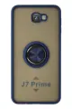 Newface Samsung Galaxy J7 Prime Kılıf Montreal Yüzüklü Silikon Kapak - Lacivert