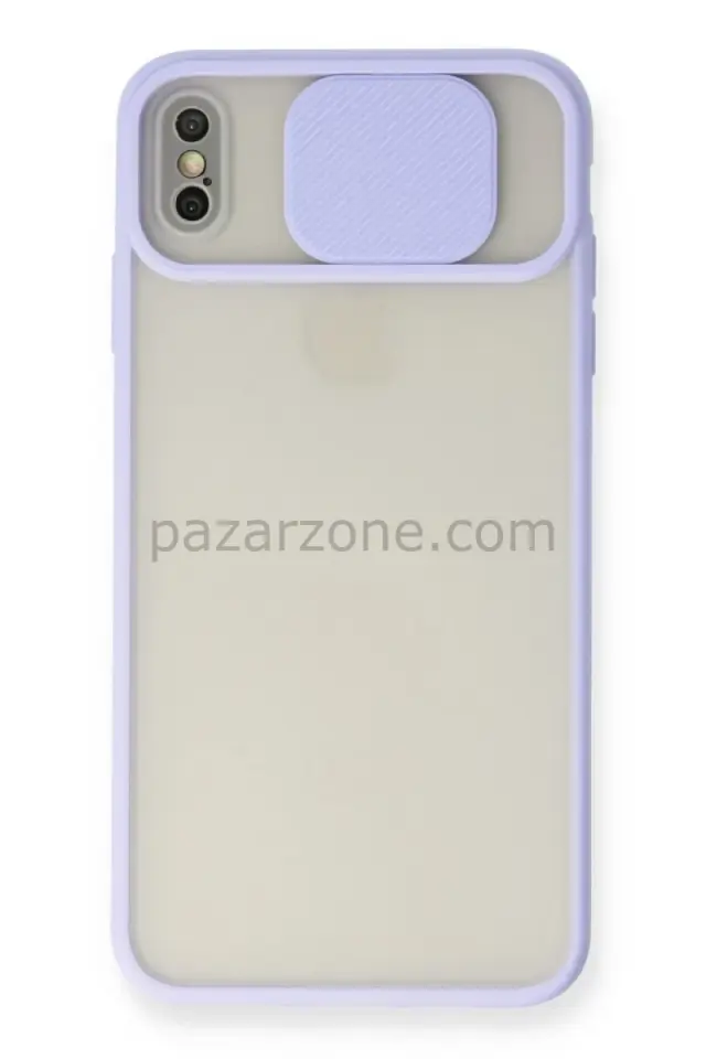 Newface Apple iPhone X Kılıf Palm Buzlu Kamera Sürgülü Silikon - Lila