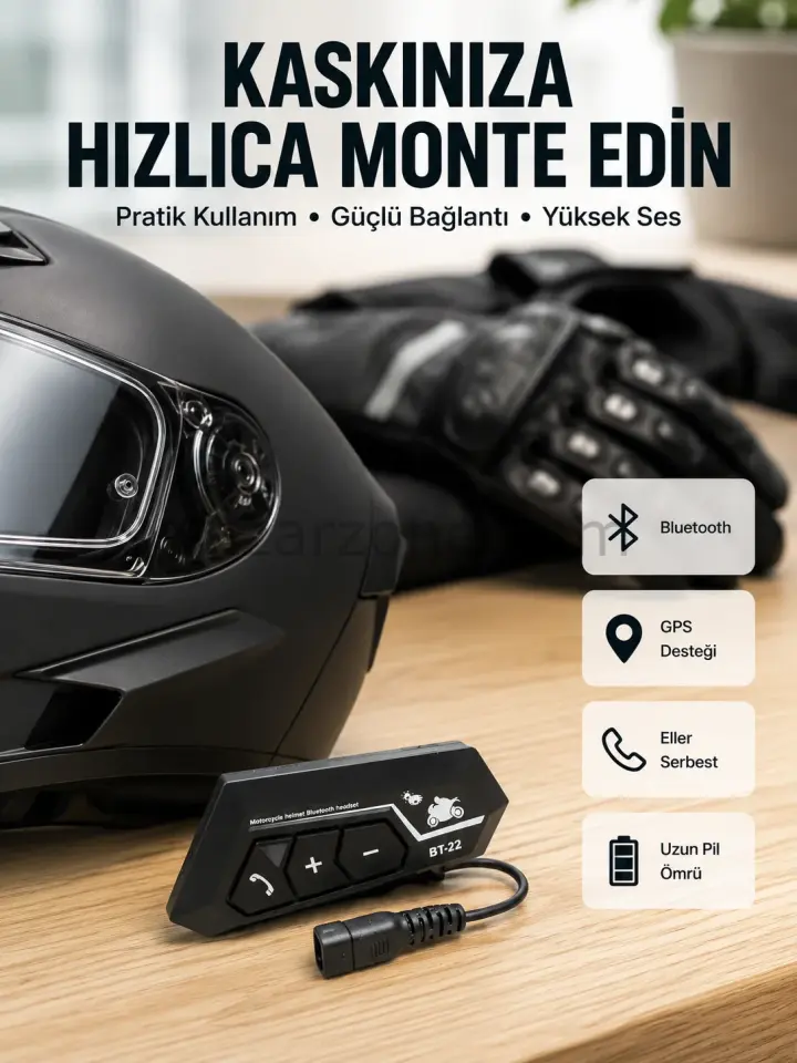 BT22 Kask Bluetooth Kulaklık Su Geçirmez Motosiklet İletişim Sistemi Yeni Nesil