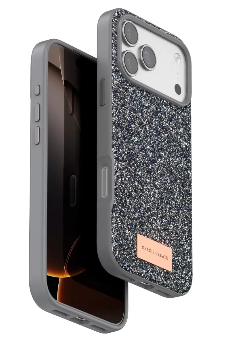 Onegif Apple iPhone 17 Pro Bright Simli Kapak - Gümüş