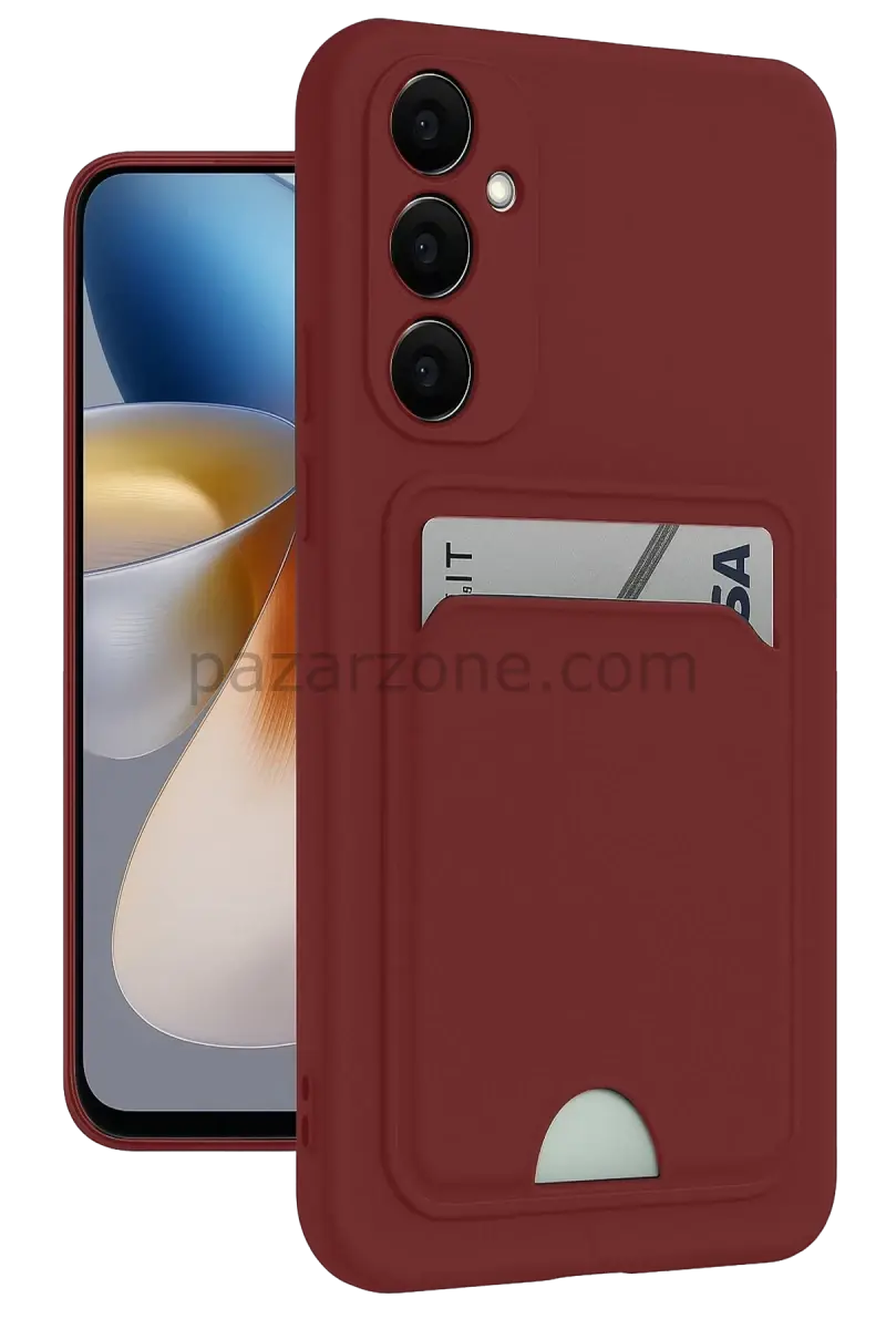 Newface Samsung Galaxy M15 Kelvin Kartvizitli Silikon - Bordo