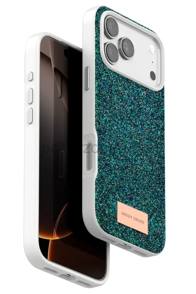 Onegif Apple iPhone 17 Pro Bright Simli Kapak - Koyu Yeşil