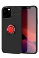 Newface Apple iPhone 12 Pro Max Kılıf Range Yüzüklü Silikon - Siyah-Kırmızı