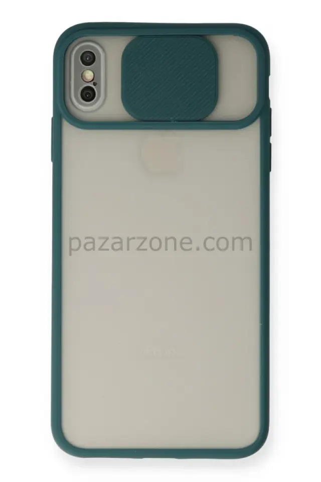 Newface Apple iPhone X Kılıf Palm Buzlu Kamera Sürgülü Silikon - Yeşil