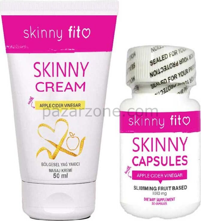Skinny Fit Cream Elma Sirkesi Ana Malzemeli Vücut Bakım Kremi + Skinnyfit 30LU Kaps Set