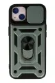 Newface Apple iPhone 13 Kılıf Pars Lens Yüzüklü Silikon - Yeşil