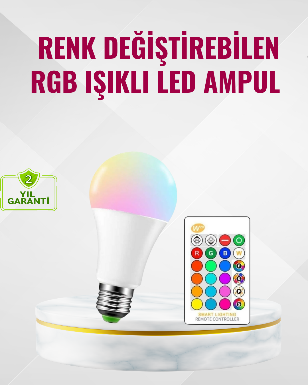 RGB Uzaktan Kumandalı LED Ampul 16 Renk Dekoratif Aydınlatma
