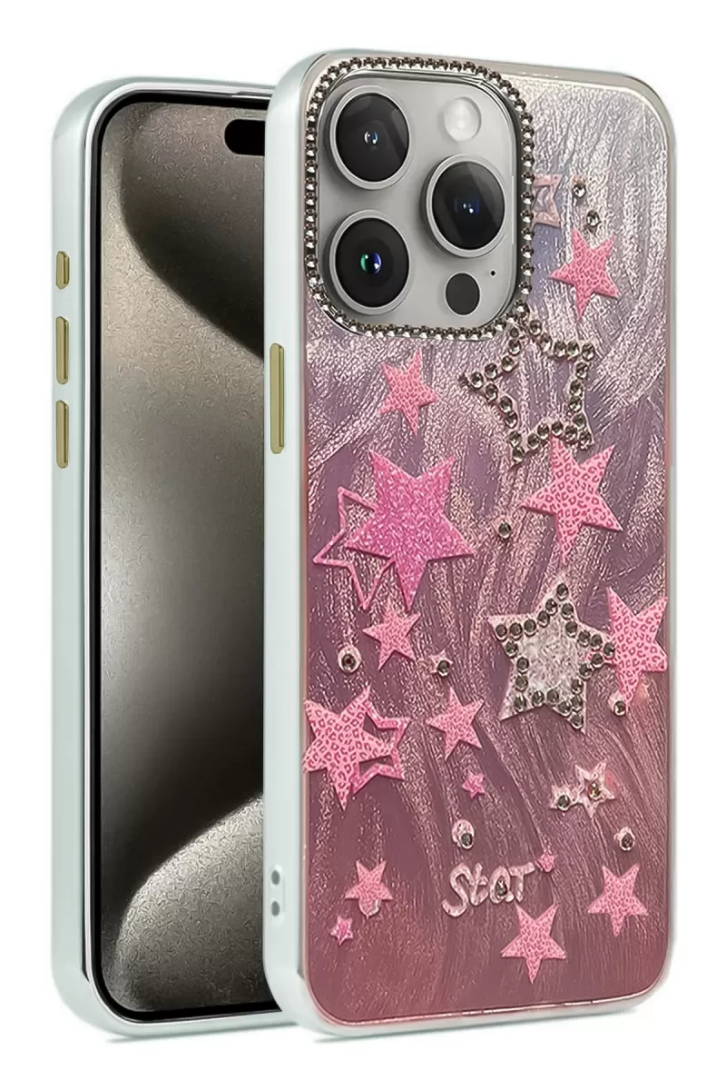 Newface Apple iPhone 14 Pro Kılıf Blade Aynalı Desenli Kapak - Desen 7