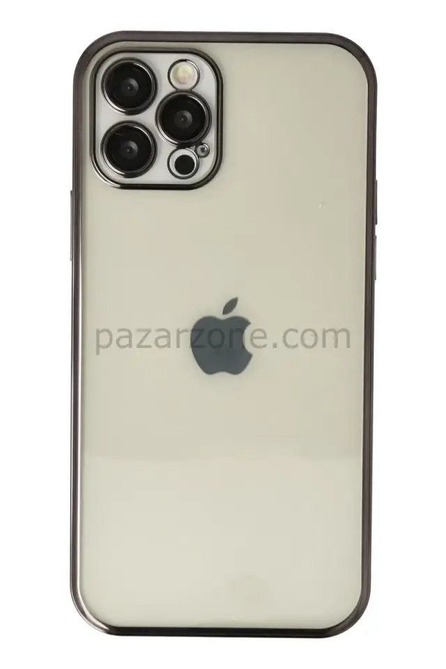 Newface Apple iPhone 12 Pro Max Kılıf Razer Lensli Silikon - Siyah