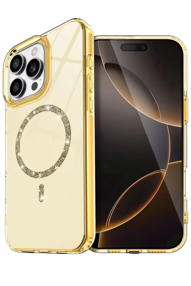 Newface Apple iPhone 16 Pro Max Live Diamond Magsafe Kapak - Sarı