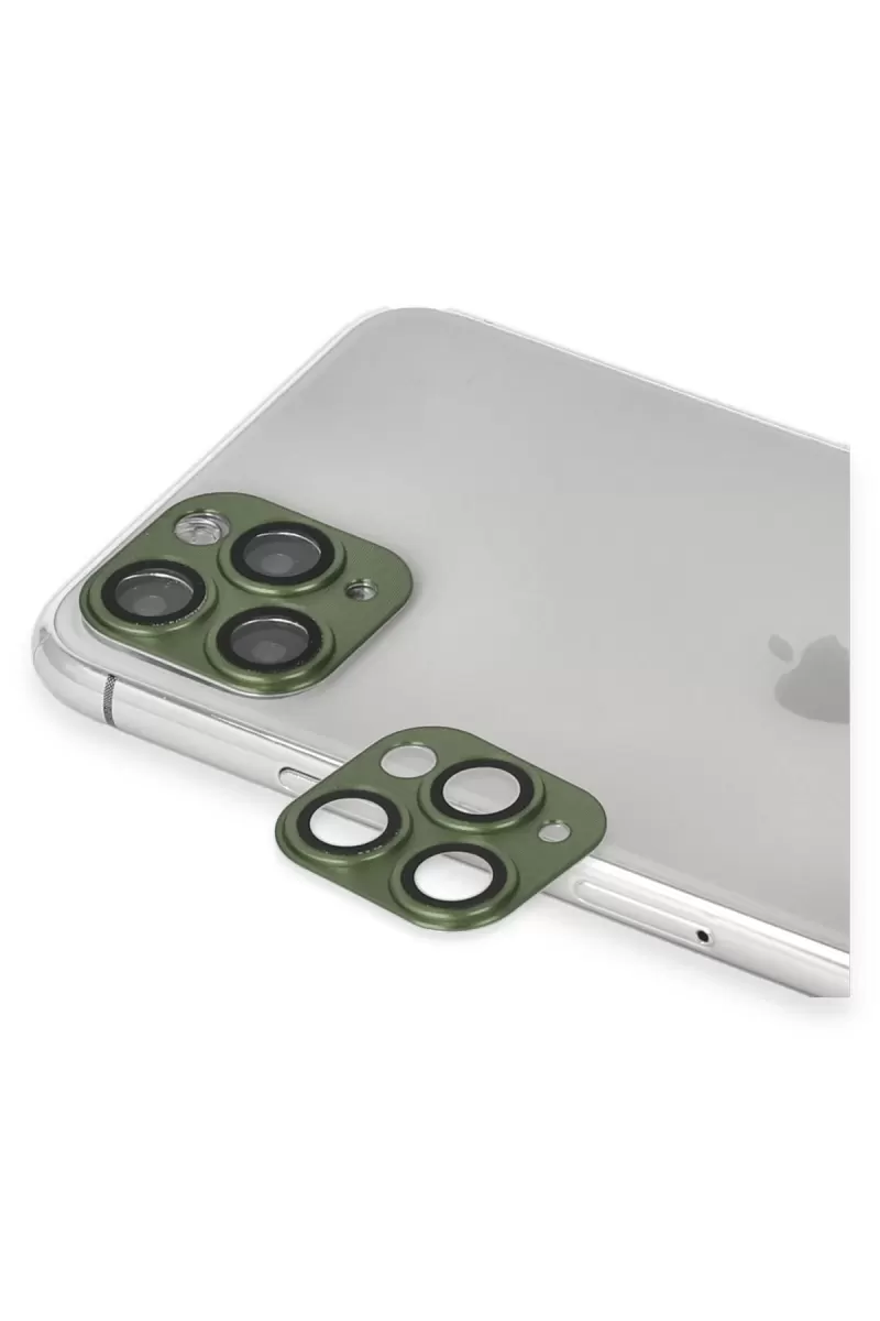 Newface Apple iPhone 11 Pro Max Pers Alüminyum Kamera Lens - Yeşil