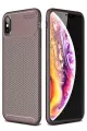 Newface Apple iPhone XS Max Kılıf Auto Focus Karbon Kapak - Kahverengi