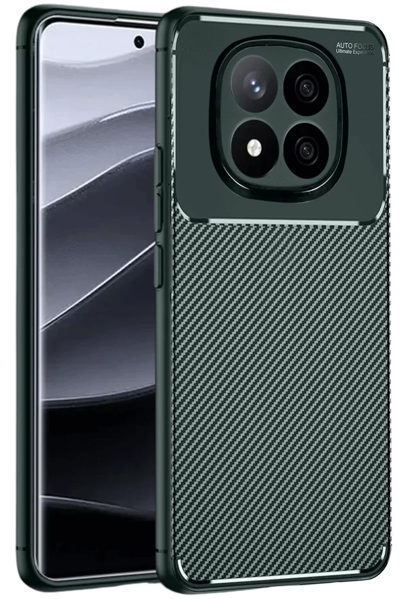 Newface Xiaomi Redmi Note 14 Pro 4G Kılıf Auto Focus Karbon Kapak - Koyu Yeşil
