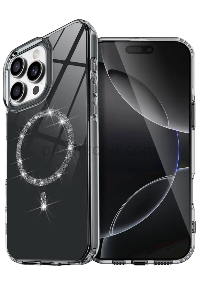 Newface Apple iPhone 16 Pro Max Live Diamond Magsafe Kapak - Siyah