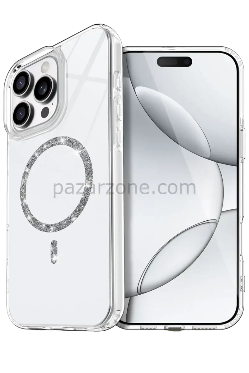 Newface Apple iPhone 16 Pro Max Live Diamond Magsafe Kapak - Şeffaf