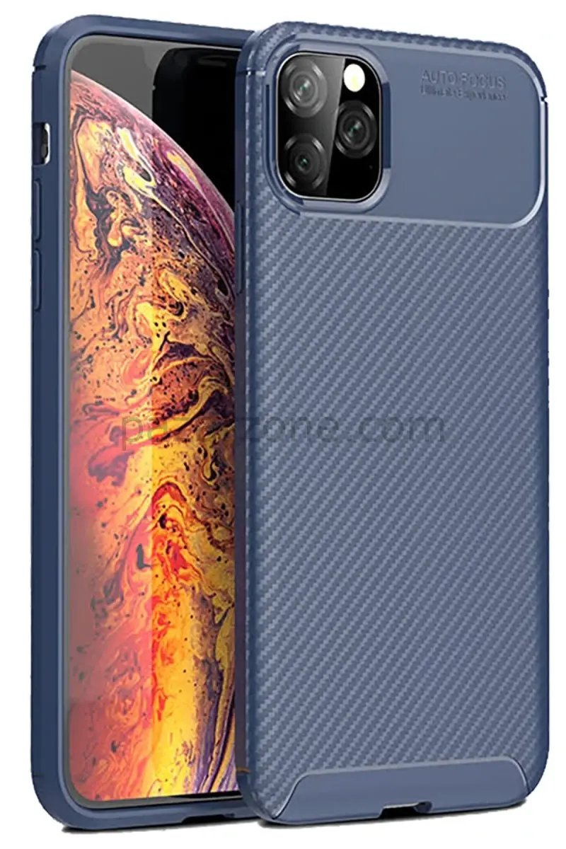 Newface Apple iPhone 11 Pro Max Kılıf Auto Focus Karbon Kapak - Lacivert