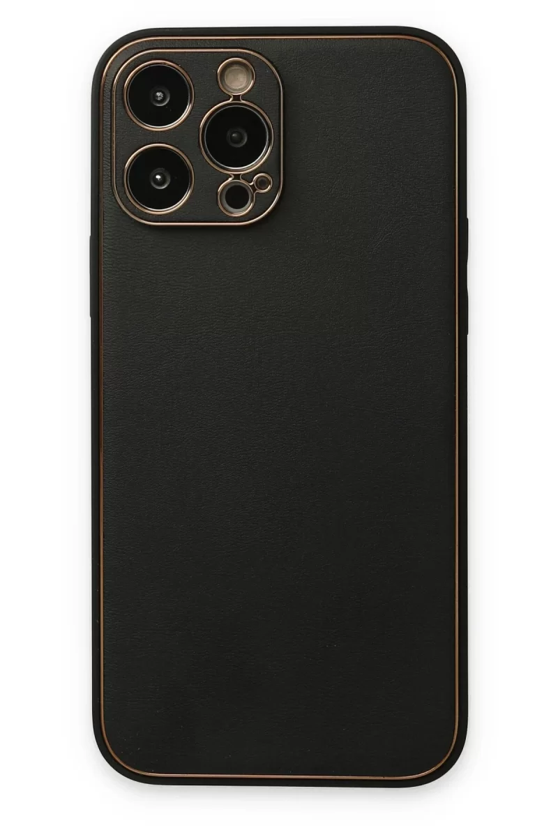 Newface Apple iPhone 14 Pro Kılıf Coco Deri Silikon Kapak - Siyah