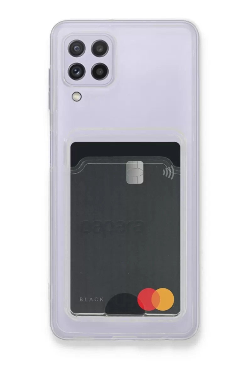 Newface Samsung Galaxy A22 Kılıf Kart Şeffaf Silikon - Şeffaf