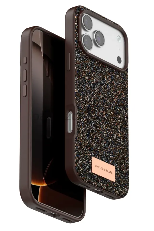 Onegif Apple iPhone 17 Pro Max Bright Simli Kapak - Gold