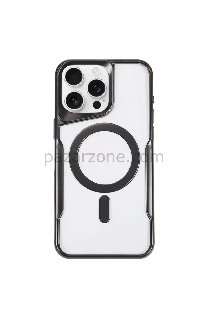 Newface Apple iPhone 11 Pro Max Kılıf Boyi Magsafe Silikon Kapak - Siyah