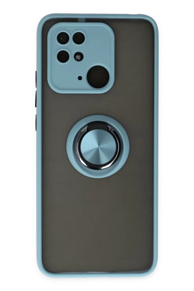 Newface Xiaomi Poco C40 Kılıf Montreal Yüzüklü Silikon Kapak - Buz Mavi