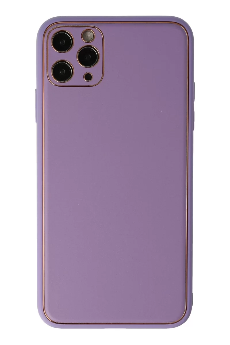 Newface Apple iPhone 11 Pro Max Kılıf Coco Deri Silikon Kapak - Lila