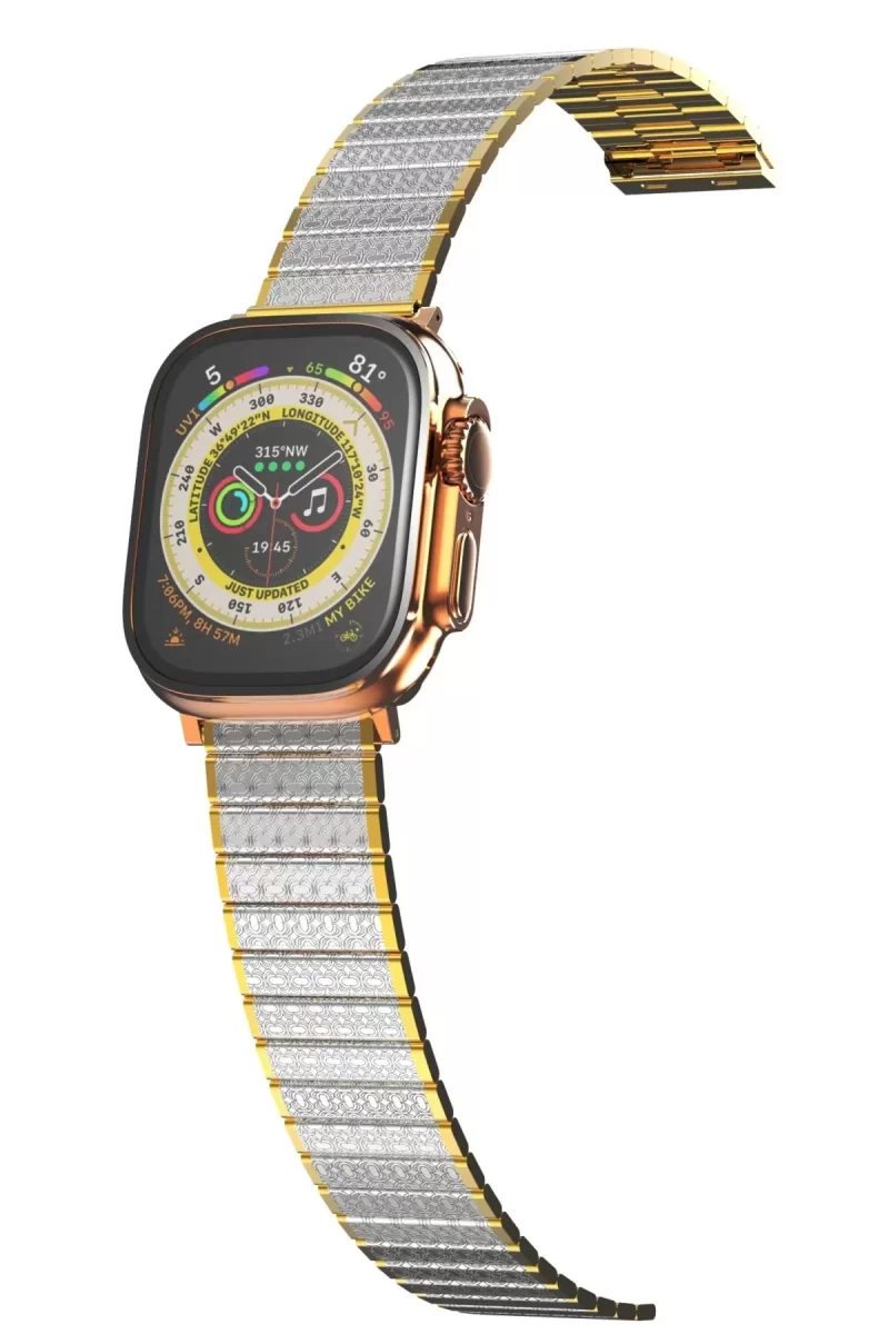 Newface Apple Watch 42mm Made Metal Kordon - Gümüş-Gold