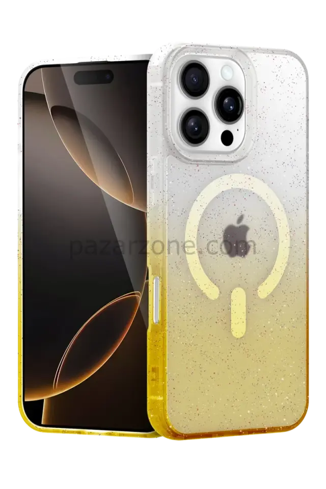 Newface Apple iPhone 16 Pro Max Pummel Shiny Magsafe Kapak - Gold
