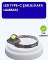 800 Lumen LED Kafa Lambası COB ve XPE Led Type C Şarjlı Ayarlanabilir
