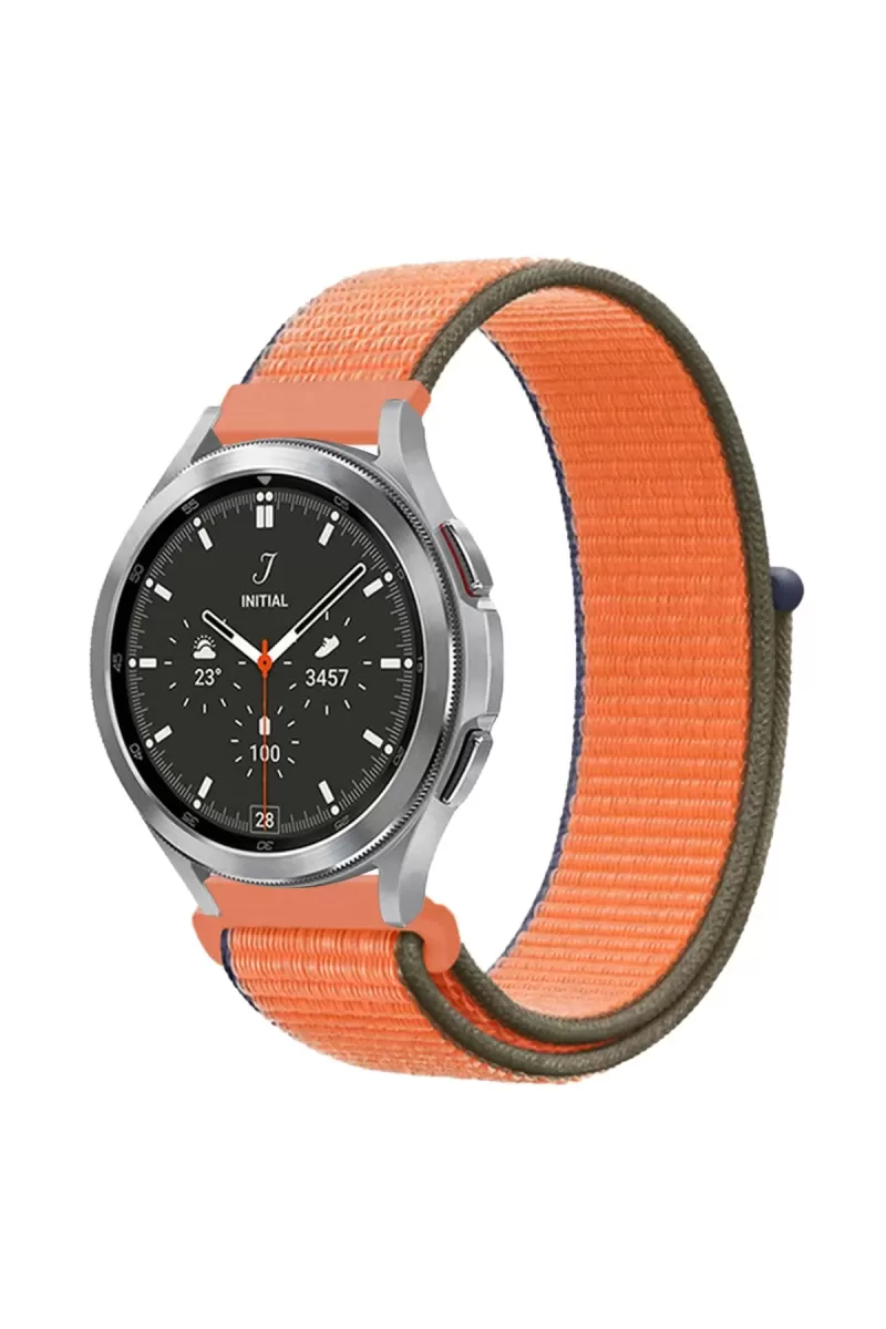 Newface Watch 22mm Hasırlı Cırtcırtlı Kordon - Turuncu