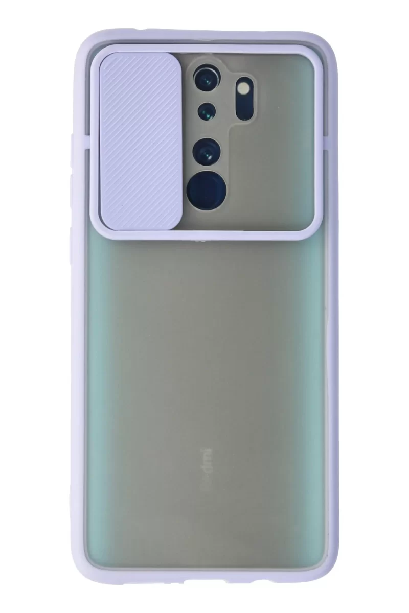 Newface Xiaomi Redmi Note 8 Pro Kılıf Palm Buzlu Kamera Sürgülü Silikon - Lila
