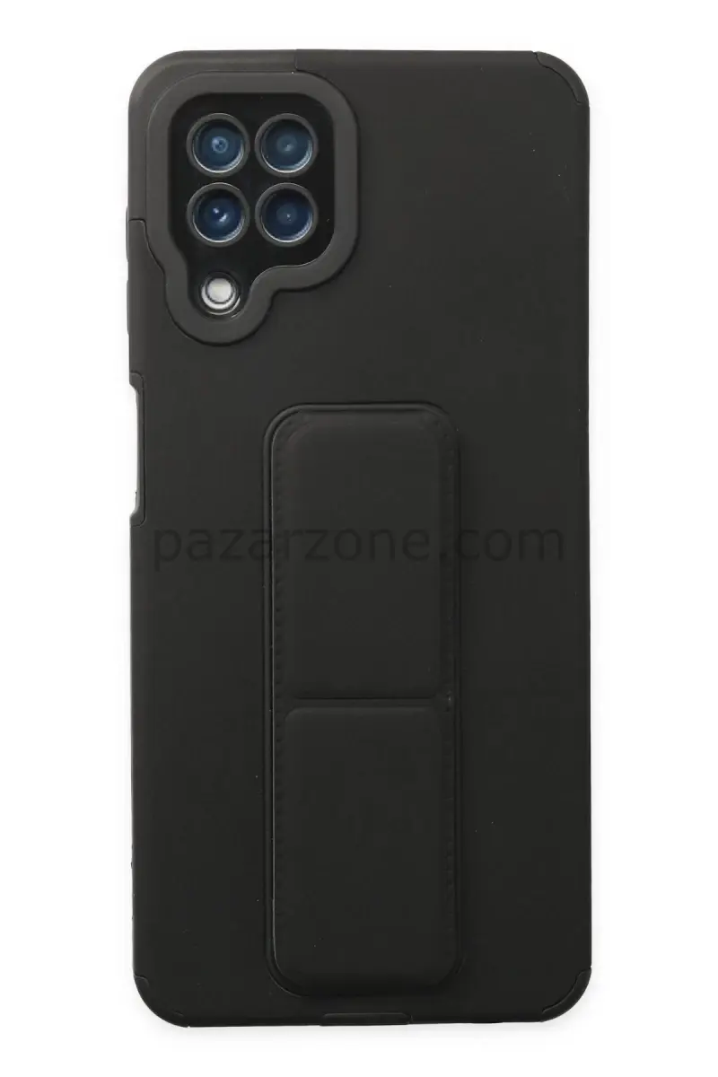 Newface Samsung Galaxy A22 Kılıf Mega Standlı Silikon - Siyah