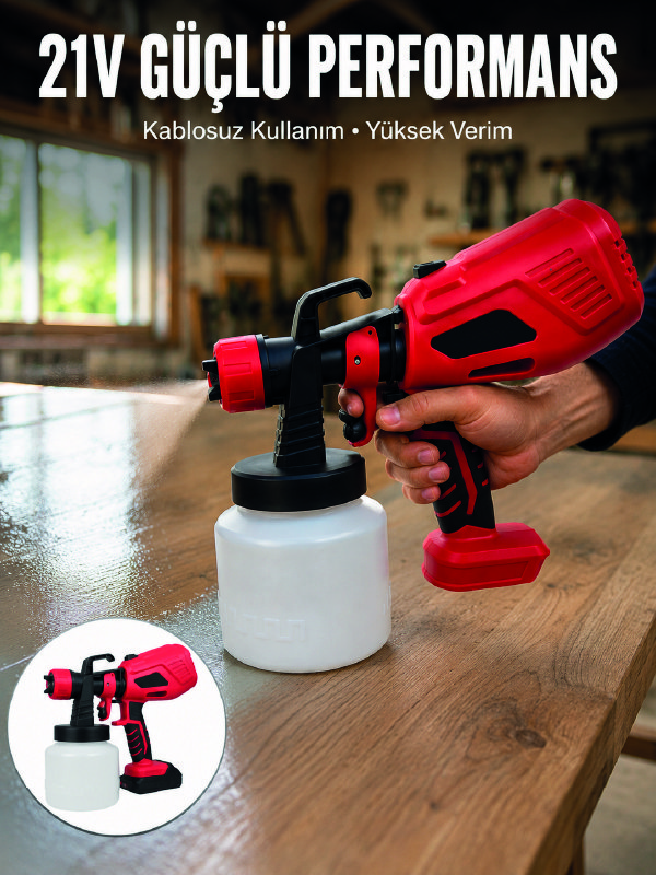800 ml Geniş Hazne ile Kesintisiz Boya Uygulaması
