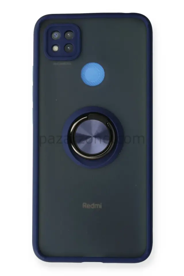 Newface Xiaomi Redmi 9C Kılıf Montreal Yüzüklü Silikon Kapak - Lacivert