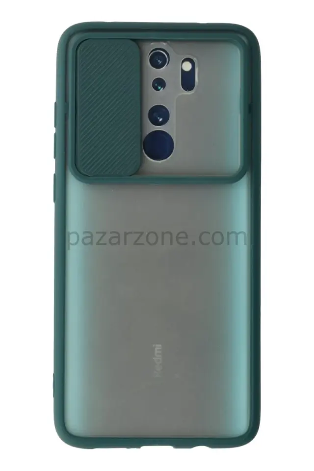 Newface Xiaomi Redmi Note 8 Pro Kılıf Palm Buzlu Kamera Sürgülü Silikon - Yeşil