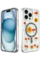 Newface Apple iPhone 14 Pro Kılıf Daisy Simli Magsafe Kapak - Siyah